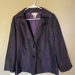 A la carte Womens Jacket Blazer Size XL Black & Purple Print
